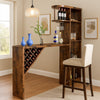 Bar Height Table | Glass Racks w Bottle Holders | 73" Classic Brown