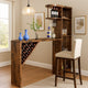 Bar Height Table | Glass Racks w Bottle Holders | 73" Classic Brown