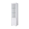 Curio Cabinet 2 Glass Shelves and 1 Drawer 74 Inch White Wood BM334341