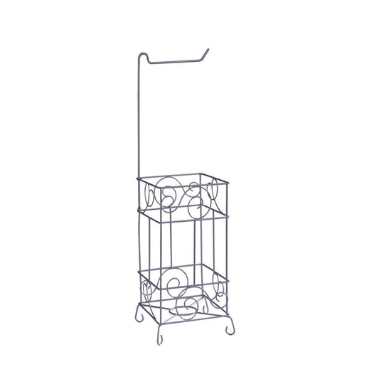 Zyp Toilet Paper Holder | 24" | Silver Scrolled Metal Design