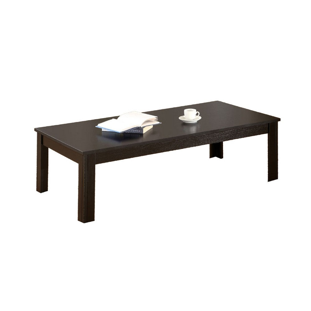 3 Piece Living Room Coffee and End Table Set | Black Wood Rectangular BM334347
