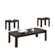 3 Piece Living Room Coffee and End Table Set | Black Wood Rectangular