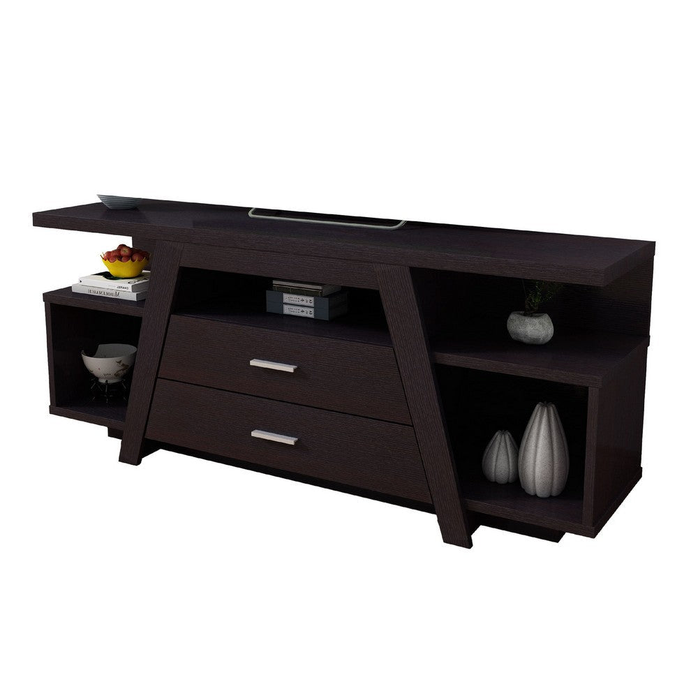 TV Stand Media Cabinet 5 Shelves and 4 Drawers 60 Inch Brown Wood BM334349