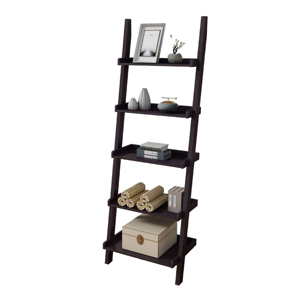 Accent Ladder Bookcase with 5 Shelves | 72’’ | Red Cocoa Brown BM334350