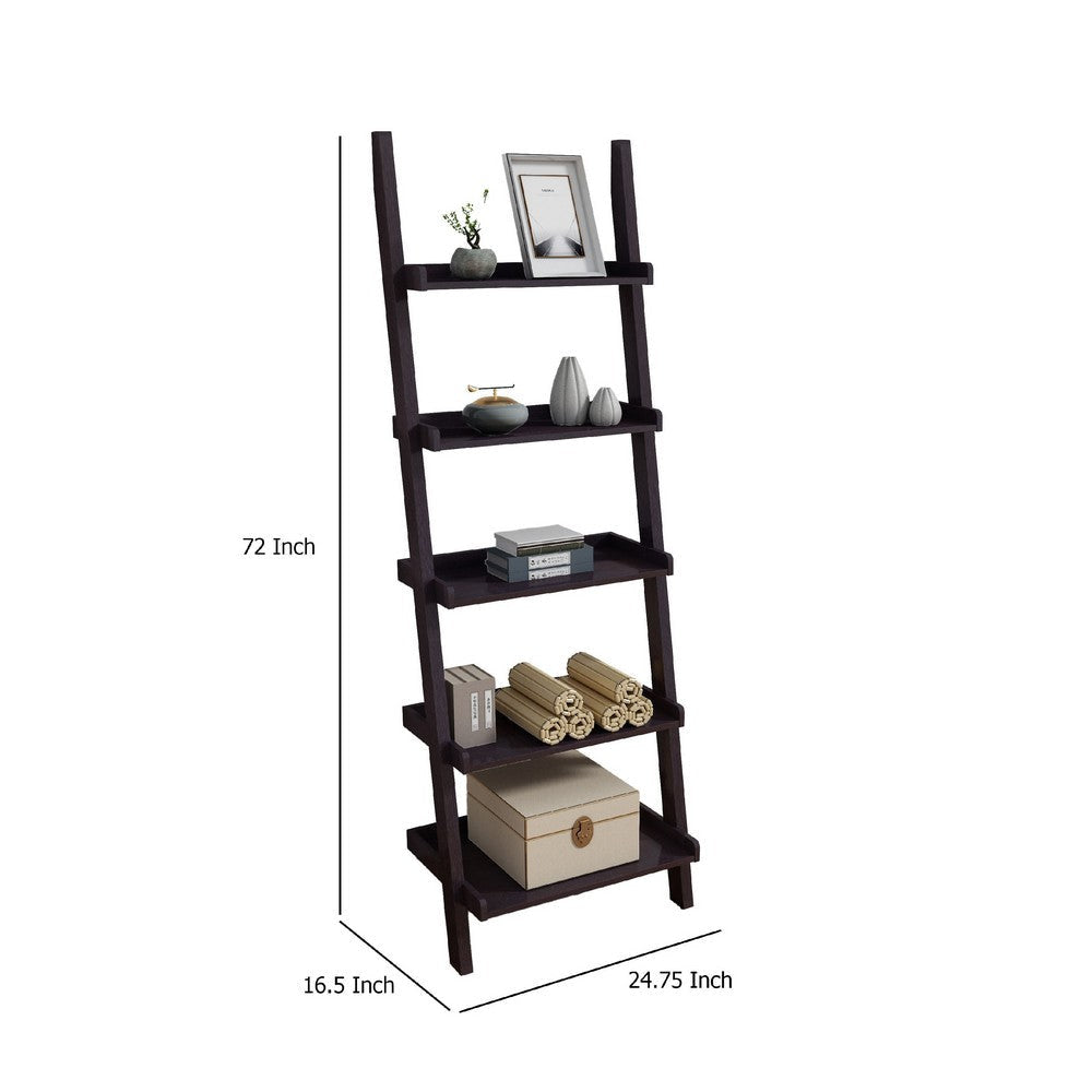 Accent Ladder Bookcase with 5 Shelves | 72’’ | Red Cocoa Brown BM334350