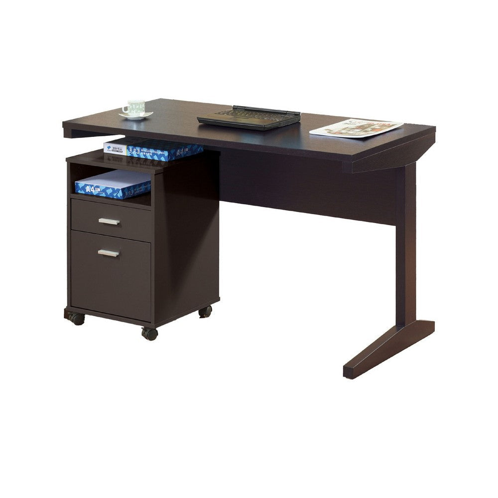 Desk w File Cabinet | 2 Storage Drawers | 47’’ Red Cocoa Brown BM334351