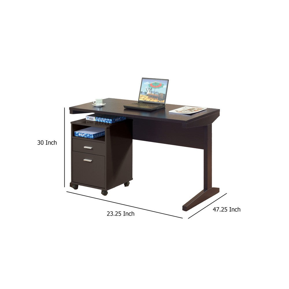 Desk w File Cabinet | 2 Storage Drawers | 47’’ Red Cocoa Brown BM334351