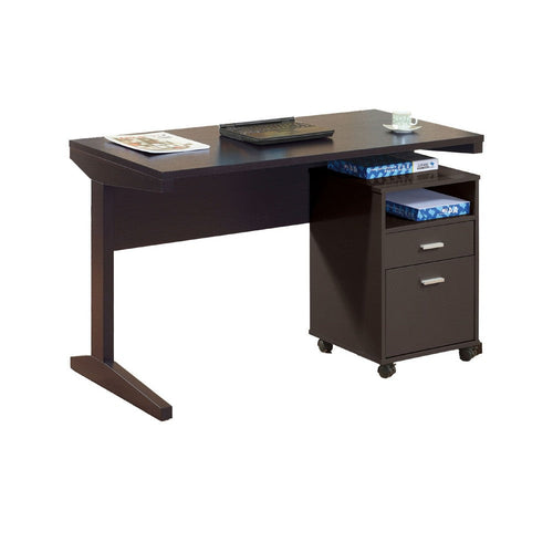 Desk w File Cabinet | 2 Storage Drawers | 47" Red Cocoa Brown