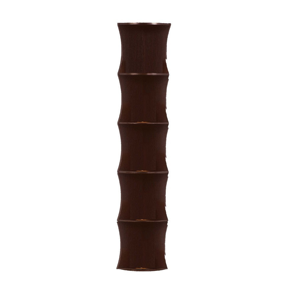 Corner Bookcase | 5 Storage Shelves | 77" Tall | Red Cocoa Brown