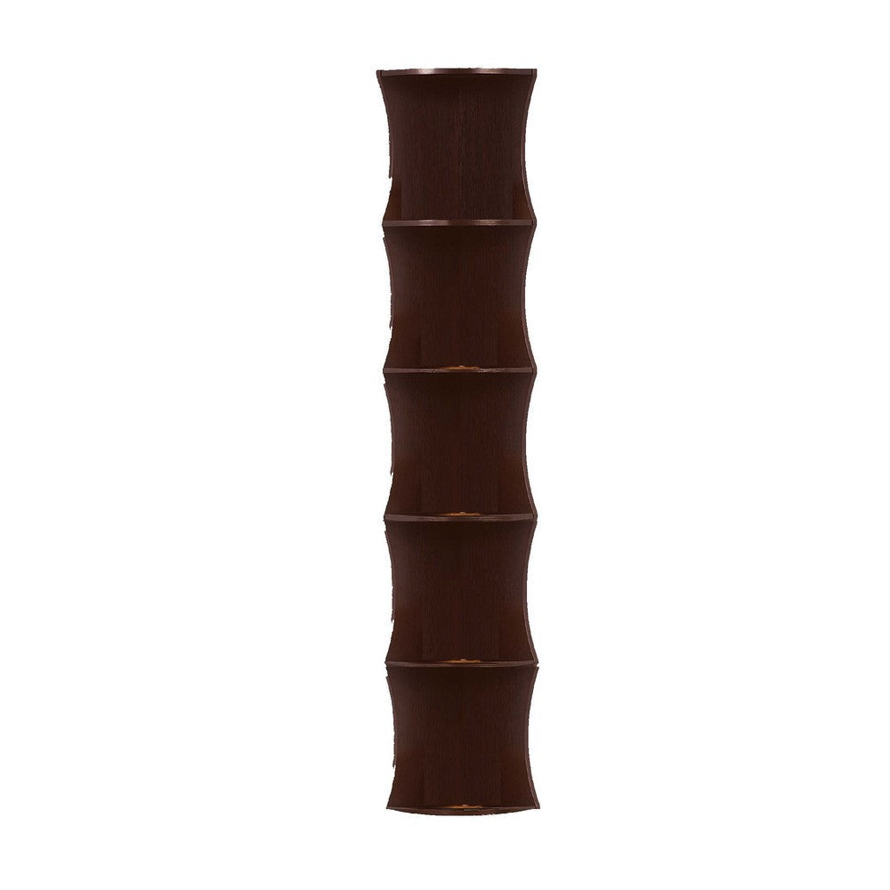 Corner Bookcase | 5 Storage Shelves | 77’’ Tall | Red Cocoa Brown BM334352