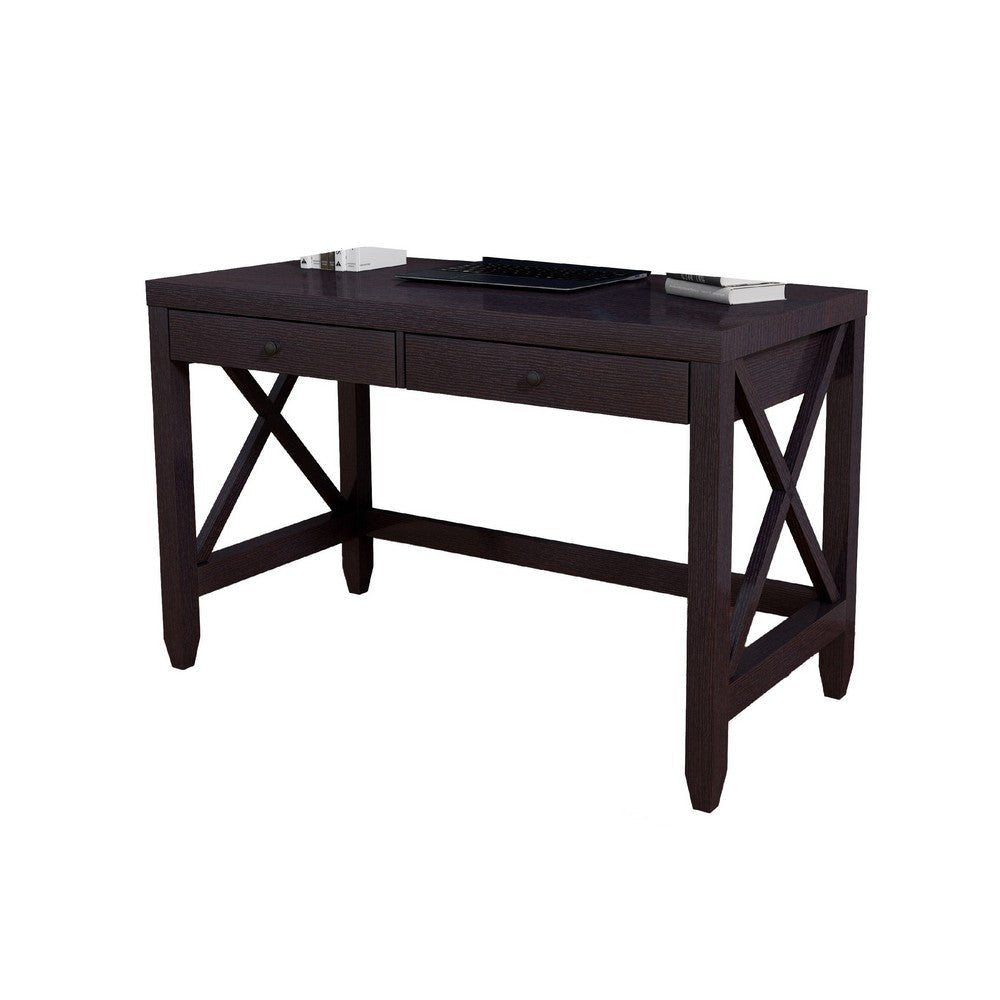 Home Office Writing Desk | 2 Drawers | 47’’ Farmhouse Red Cocoa Brown BM334353