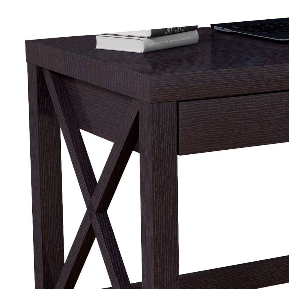 Home Office Writing Desk | 2 Drawers | 47’’ Farmhouse Red Cocoa Brown BM334353