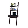 Tall Desk with Ladder Shelves | 1 Drawer 2 Shelves | 72’’ | Brown Wood BM334355