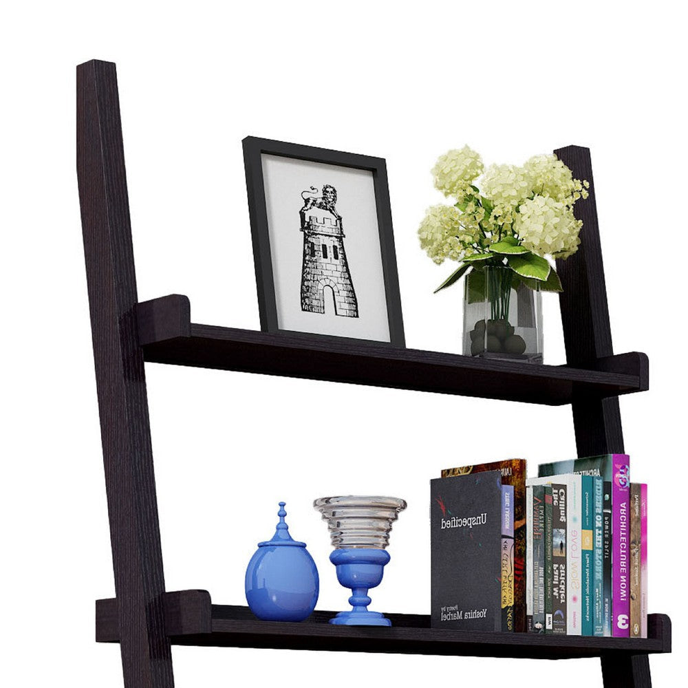 Tall Desk with Ladder Shelves | 1 Drawer 2 Shelves | 72’’ | Brown Wood BM334355