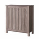 Shoe Rack Cabinet 34 Inch Slatted Vented Doors Dark Taupe Finish BM334359