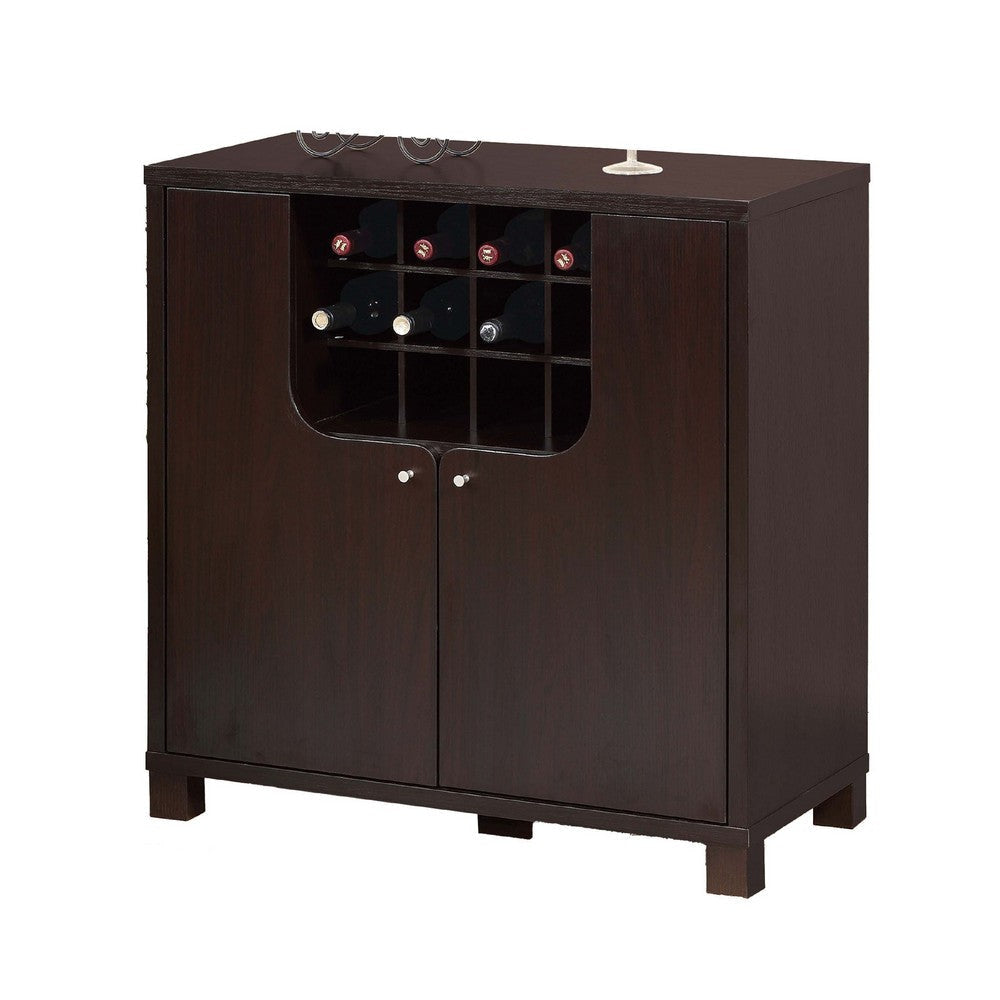 Wine Storage Cabinet 12 Bottle Wine Rack 6 Glass Hangers Cocoa Brown BM334363