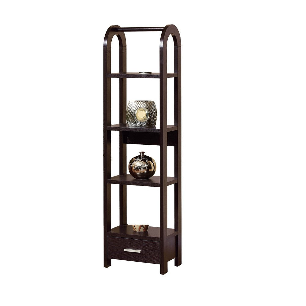 Display Accent Cabinet 4 Storage Shelves 63 Inch Red Cocoa Brown BM334364