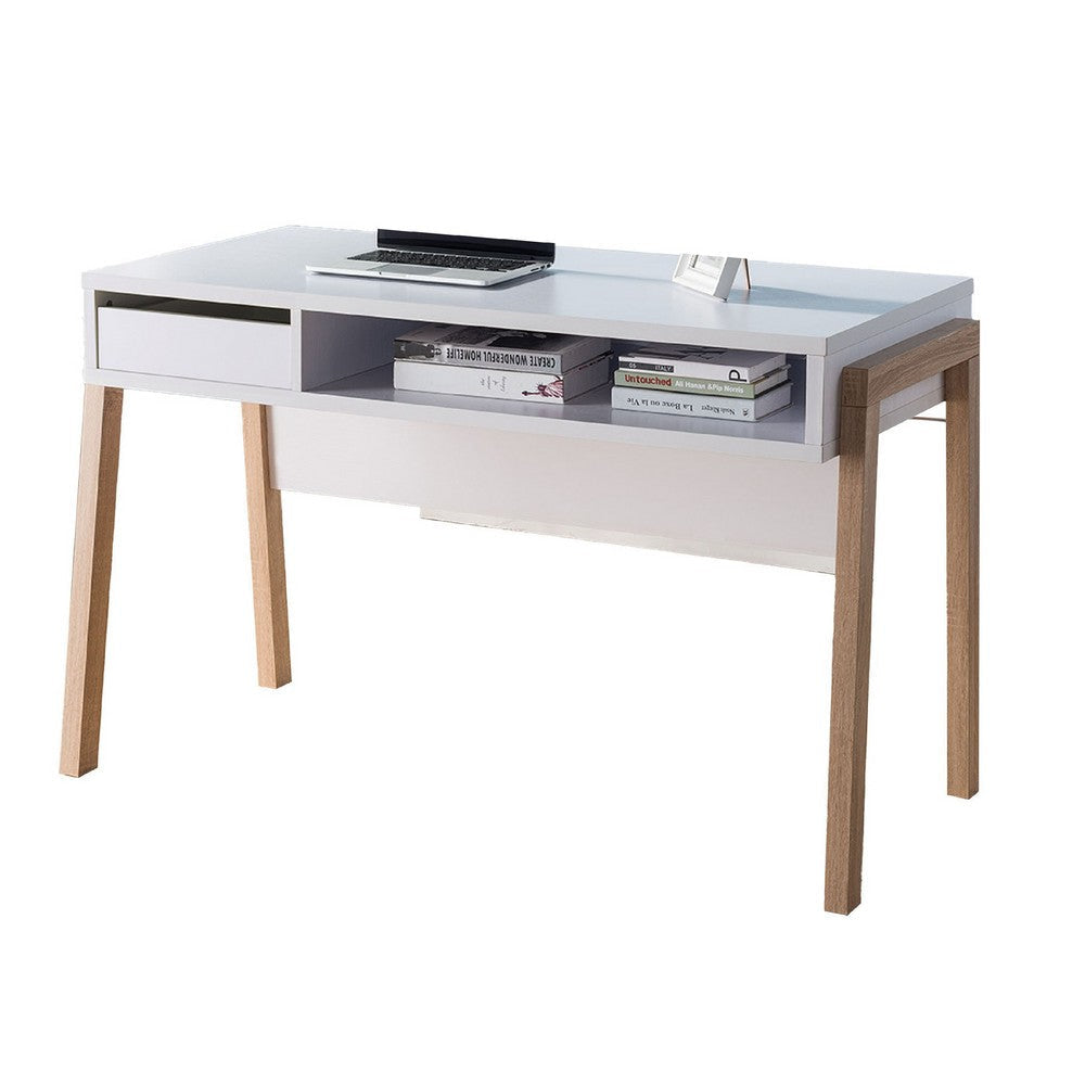 Writing Desk | 1 Drawer and Open Shelf | 47’’ | Modern White and Brown BM334368