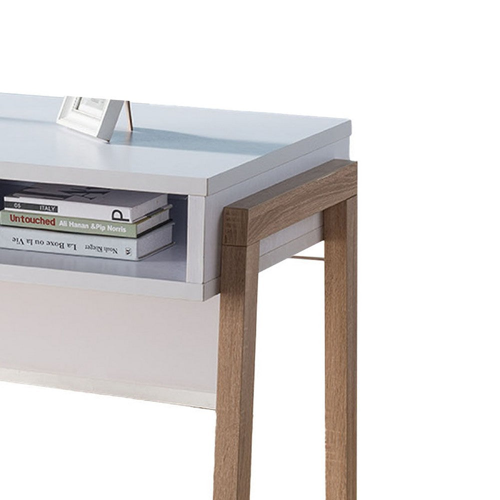 Writing Desk | 1 Drawer and Open Shelf | 47’’ | Modern White and Brown BM334368