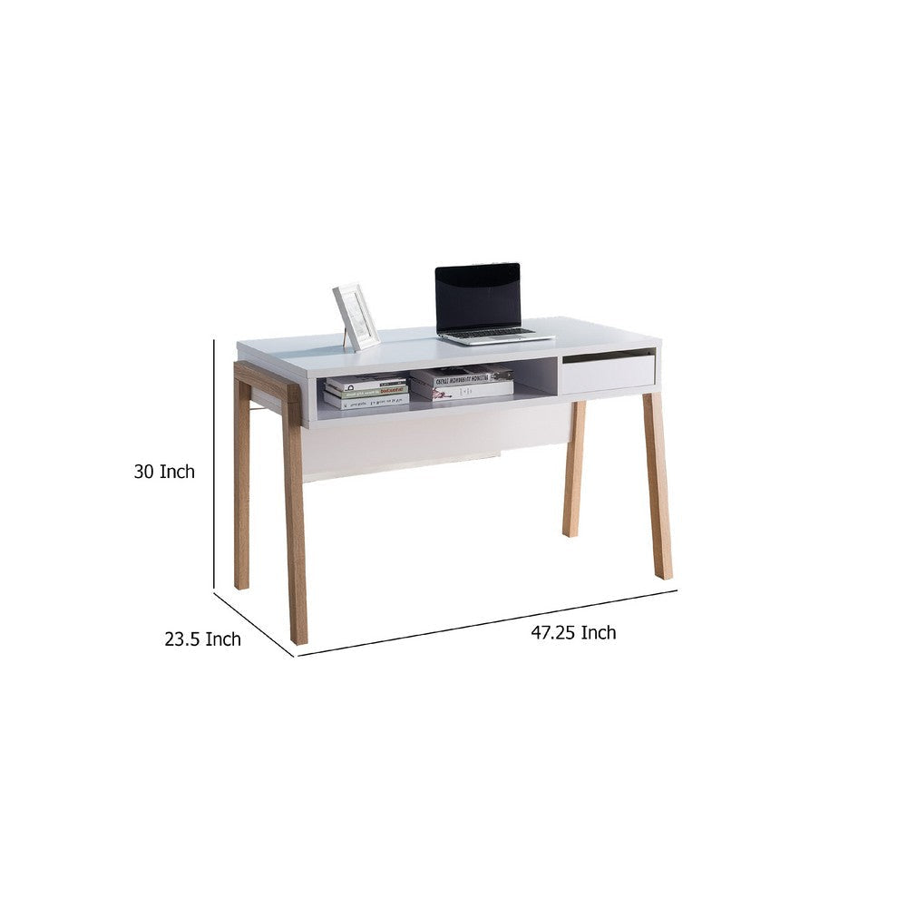 Writing Desk | 1 Drawer and Open Shelf | 47’’ | Modern White and Brown BM334368