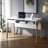 Writing Desk | 1 Drawer and Open Shelf | 47" | Modern White and Brown