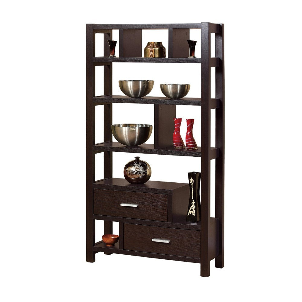 Display Cabinet with 5 Shelves | 2 Drawers | 63’’ | Red Cocoa Brown BM334375