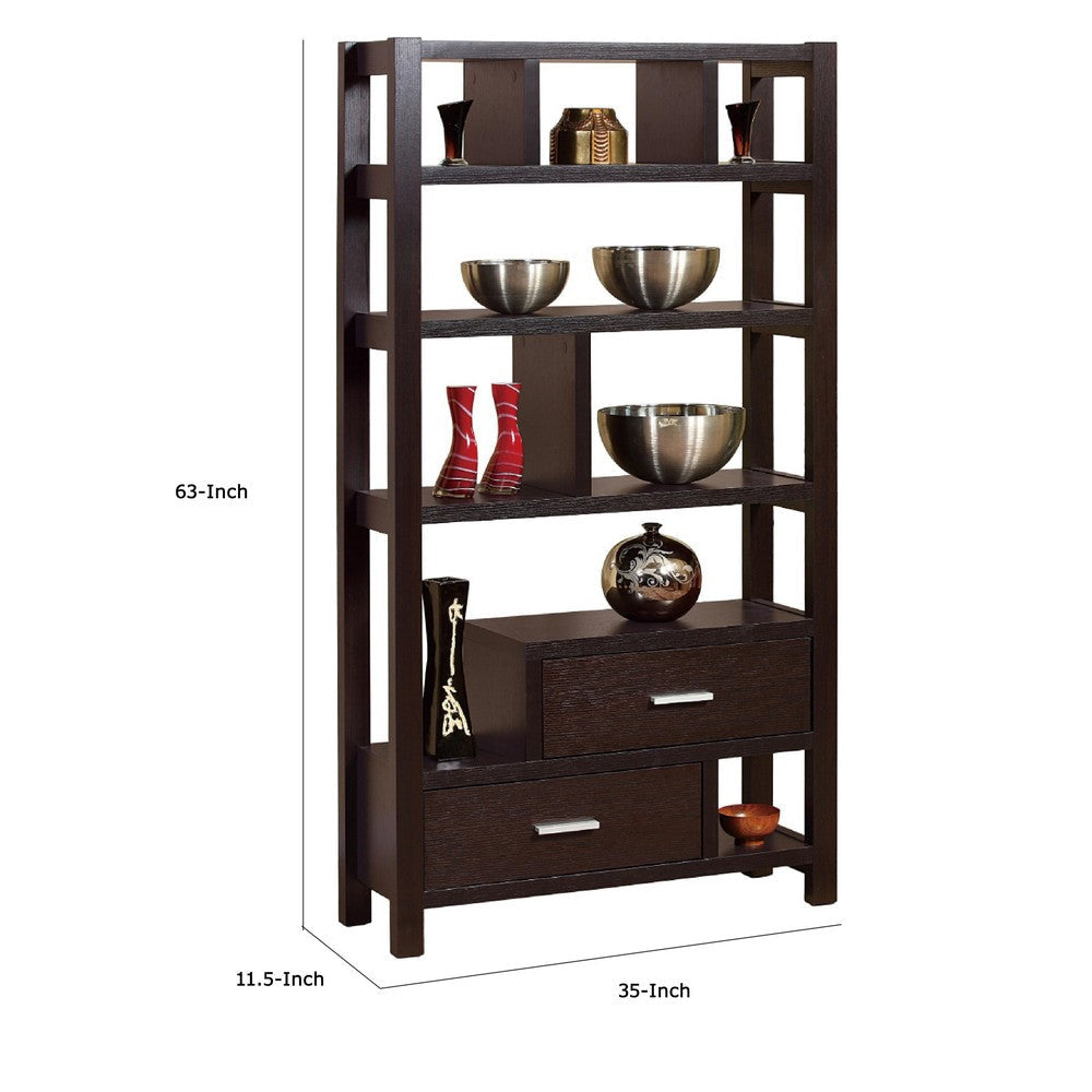 Display Cabinet with 5 Shelves | 2 Drawers | 63’’ | Red Cocoa Brown BM334375