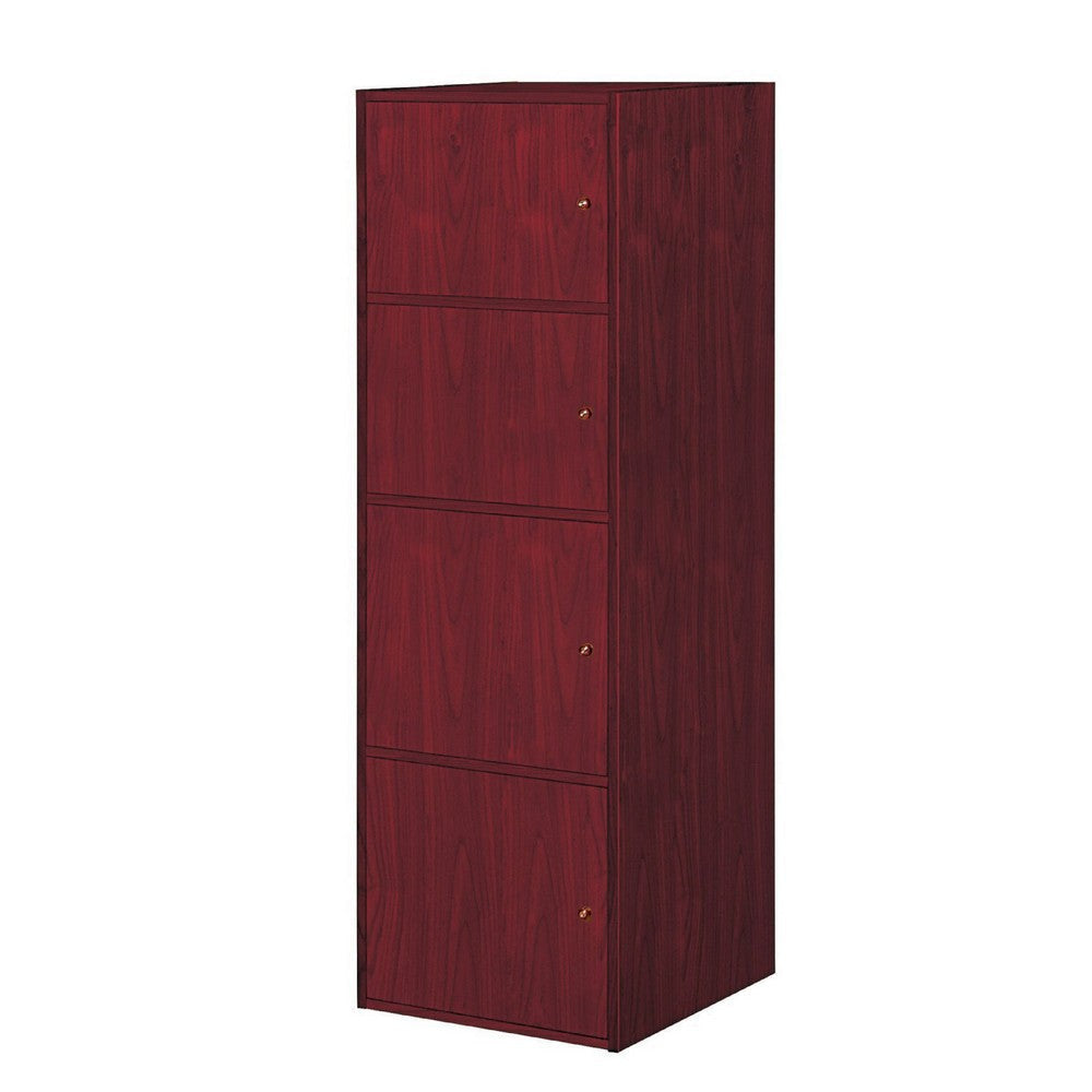 Yuro Utility Cabinet 4 Storage Doors 54 Inch Red Mahogany Brown BM334376