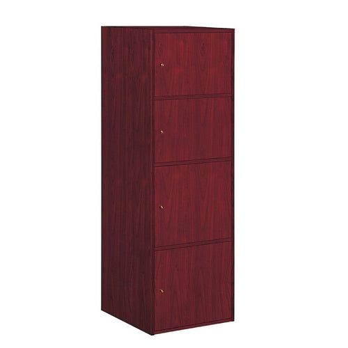 Yuro Utility Cabinet, 4 Storage Doors, 54 Inch Red Mahogany Brown