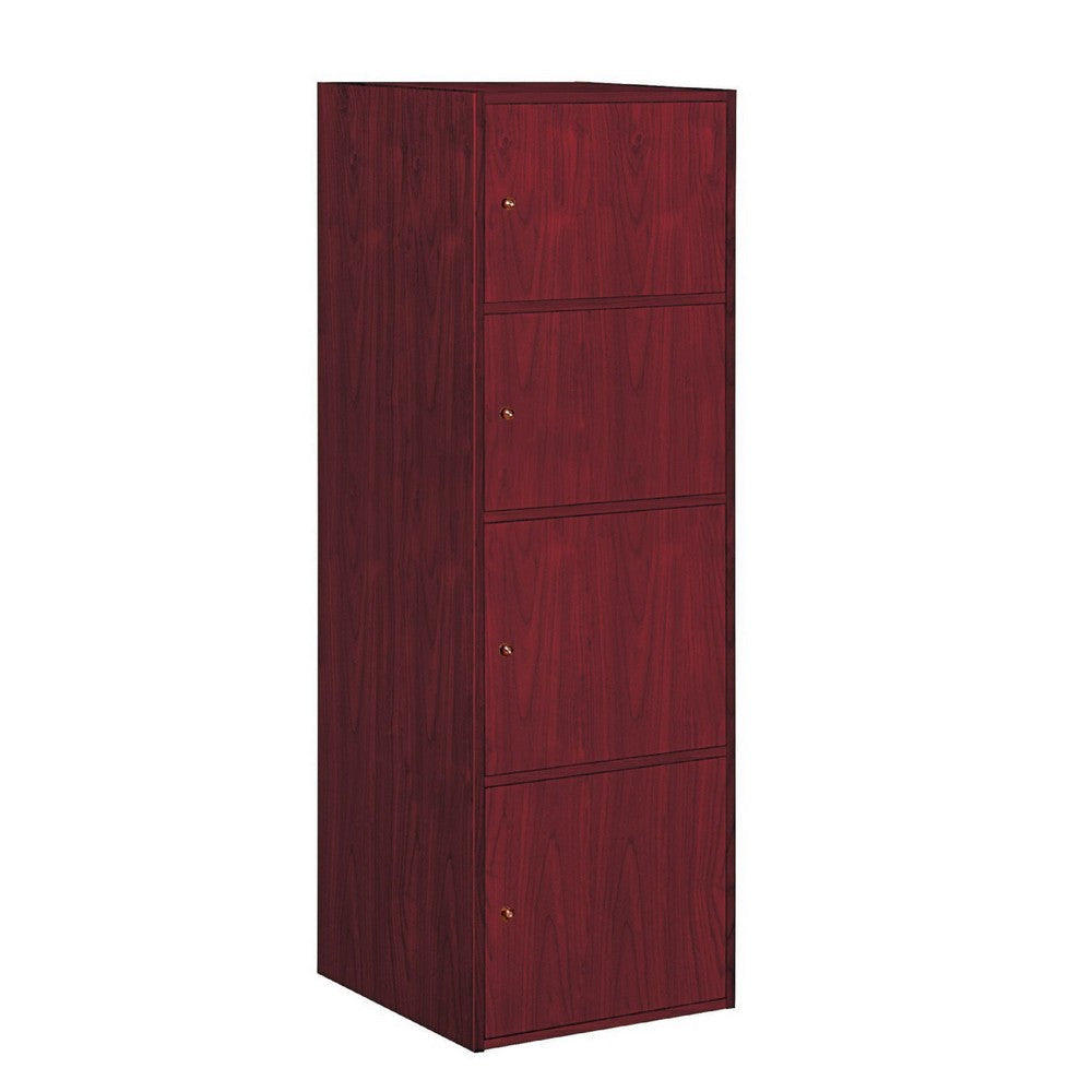 Yuro Utility Cabinet, 4 Storage Doors, 54 Inch Red Mahogany Brown