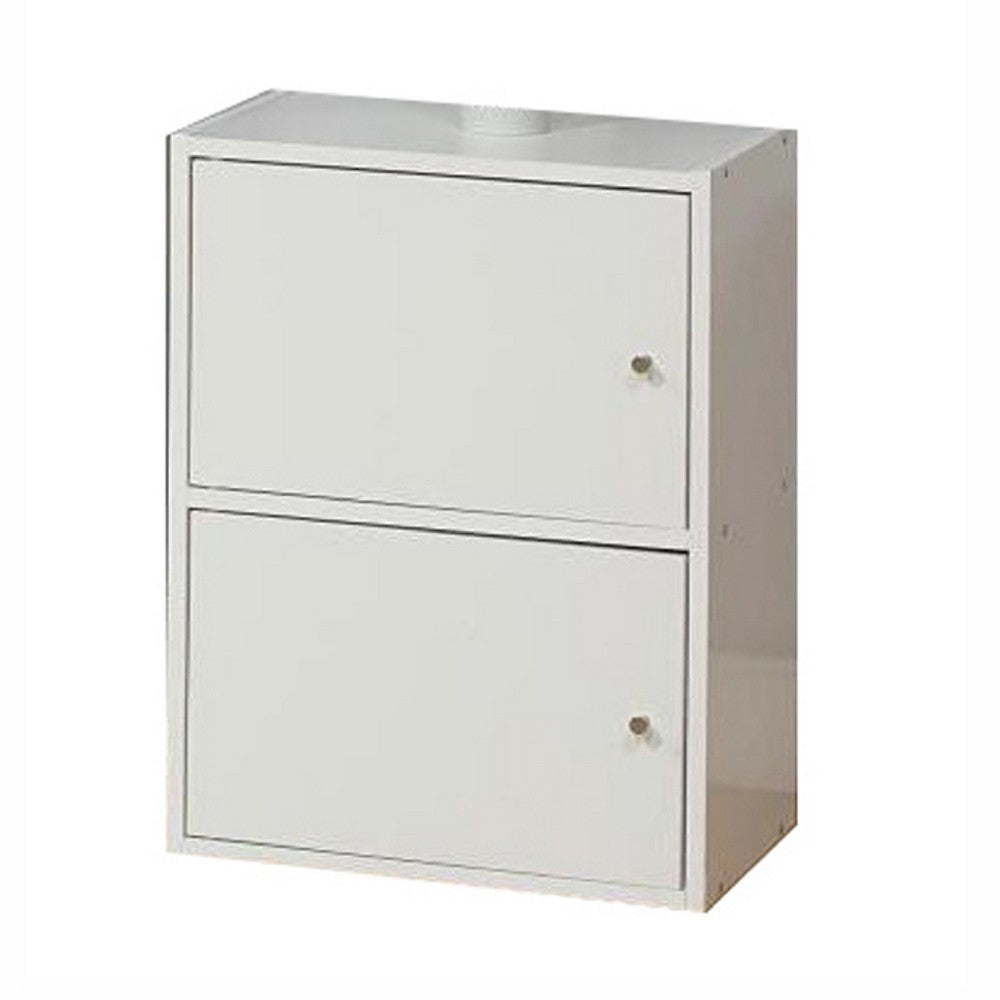 Storage Cabinet 2 Doors and 2 Shelves 23 Inch Minimalist White BM334381