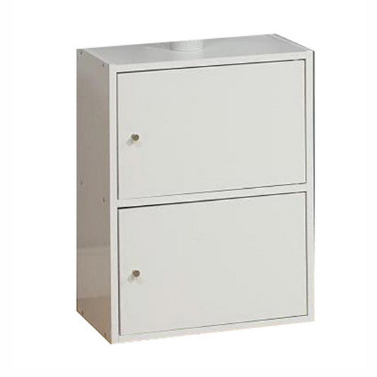 Storage Cabinet, 2 Doors and 2 Shelves, 23 Inch, Minimalist White