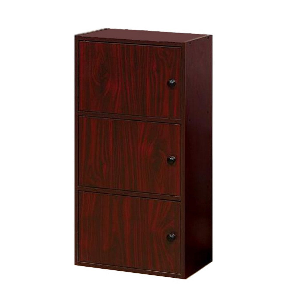 Tora Storage Cabinet 3 Doors and 3 Shelves 34 Inch Mahogany Brown
