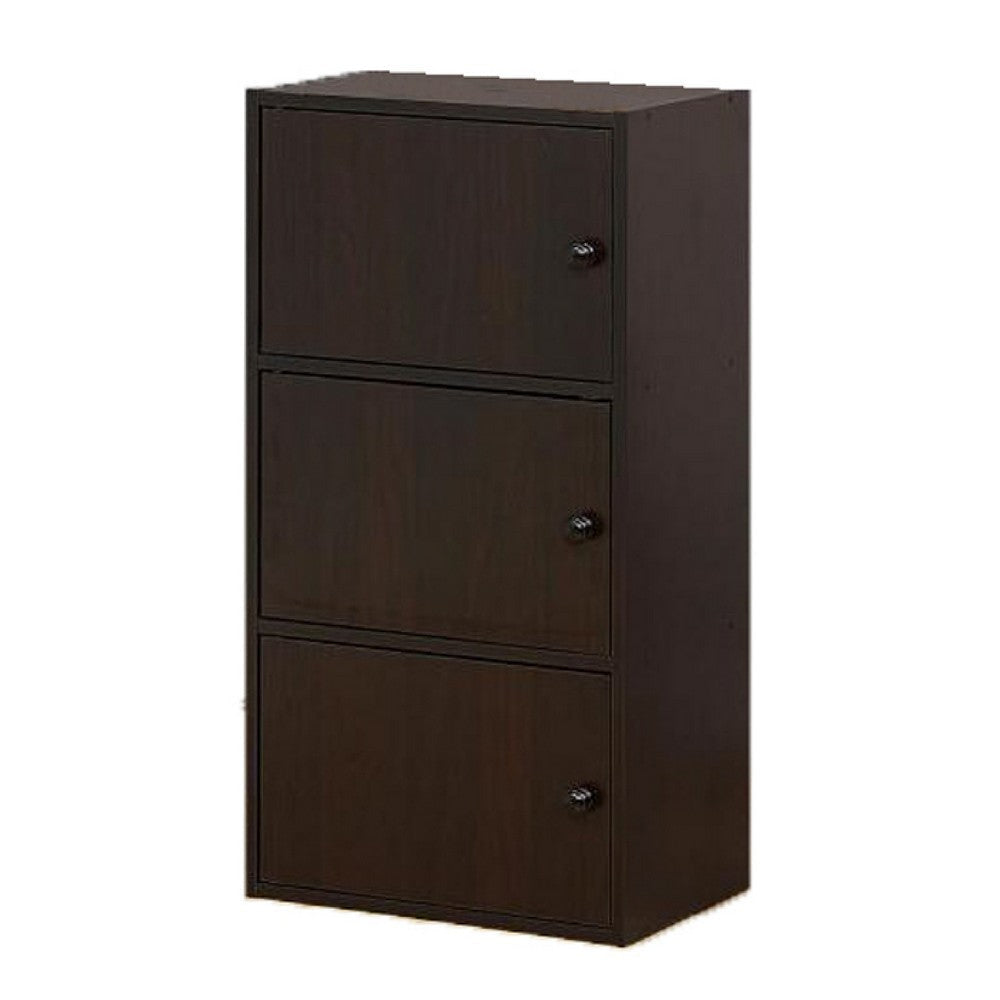 Tora Storage Cabinet 3 Doors and 3 Shelves 34 Inch Red Cocoa Brown