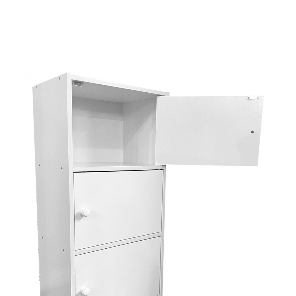 Tora Storage Cabinet 3 Doors and 3 Shelves 34 Inch White Wood