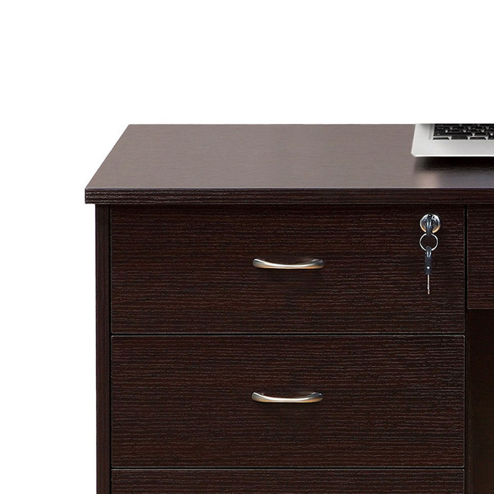 Sial Laptop Desk | 4 Drawers | 40’’ | Red Cocoa Brown Composite Board