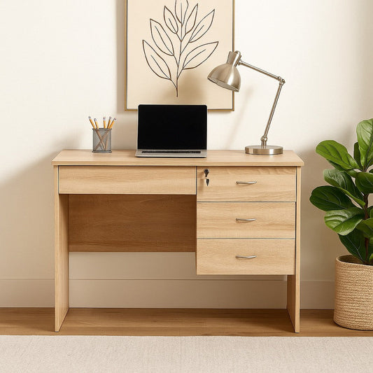 Sial Laptop Desk | 4 Drawers | 40" | Weathered White Brown Wood