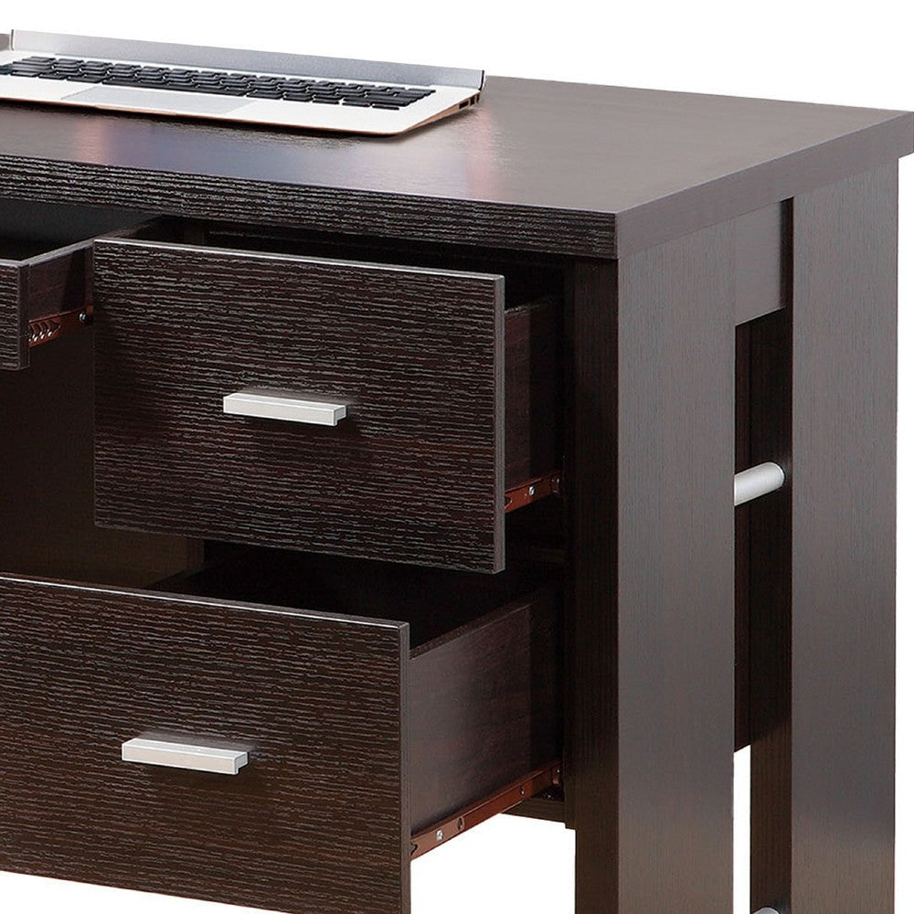 Laptop Desk | 3 Storage Drawers | 39’’ | Red Cocoa Brown Wood BM334393