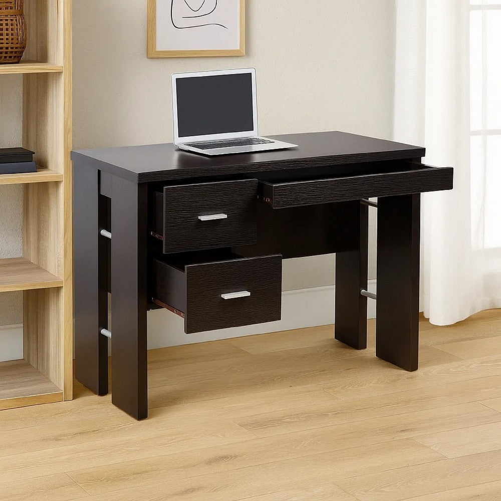 Laptop Desk | 3 Storage Drawers | 39" | Red Cocoa Brown Wood