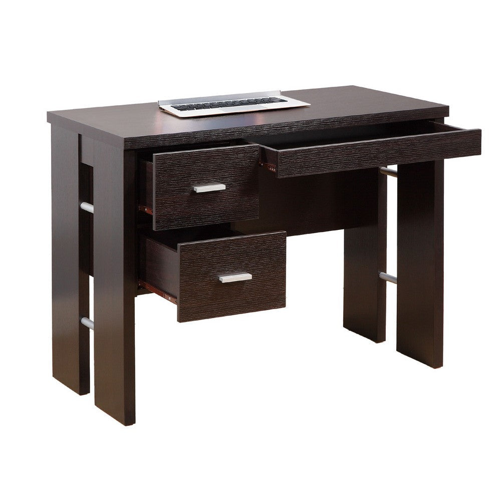 Laptop Desk | 3 Storage Drawers | 39" | Red Cocoa Brown Wood