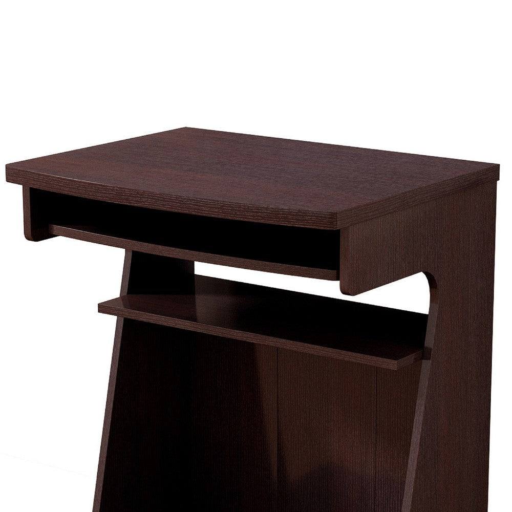 Yabi Utility Cart Pullout Shelf 31 Inch Red Cocoa Brown Wood