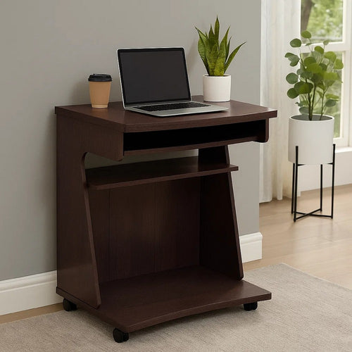 Yabi Utility Cart, Pullout Shelf, 31 Inch, Red Cocoa Brown Wood