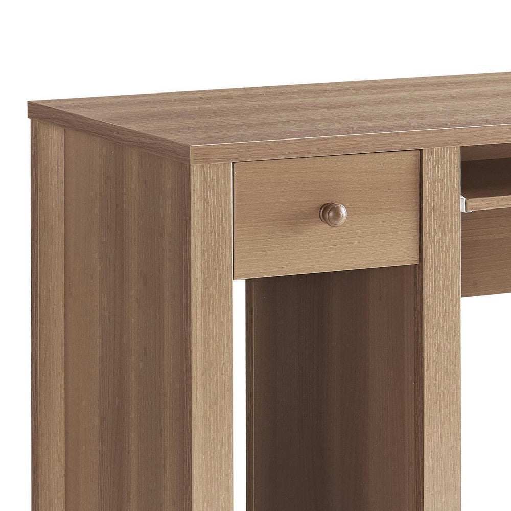 Akol Computer Desk | Keyboard Drawer and Storage | 39’’ | Dark Taupe