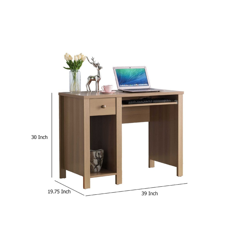 Akol Computer Desk | Keyboard Drawer and Storage | 39’’ | Dark Taupe