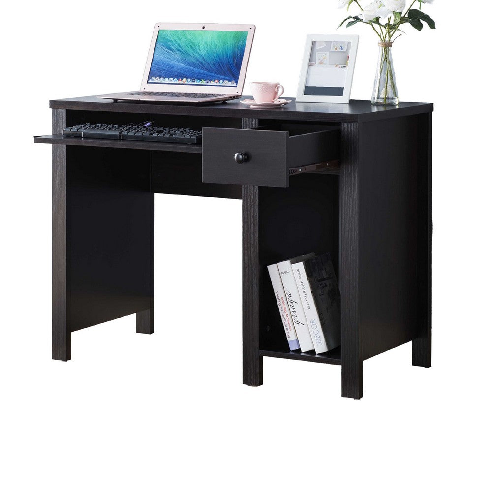 Akol Computer Desk | Keyboard Drawer and Storage | 39" | Black