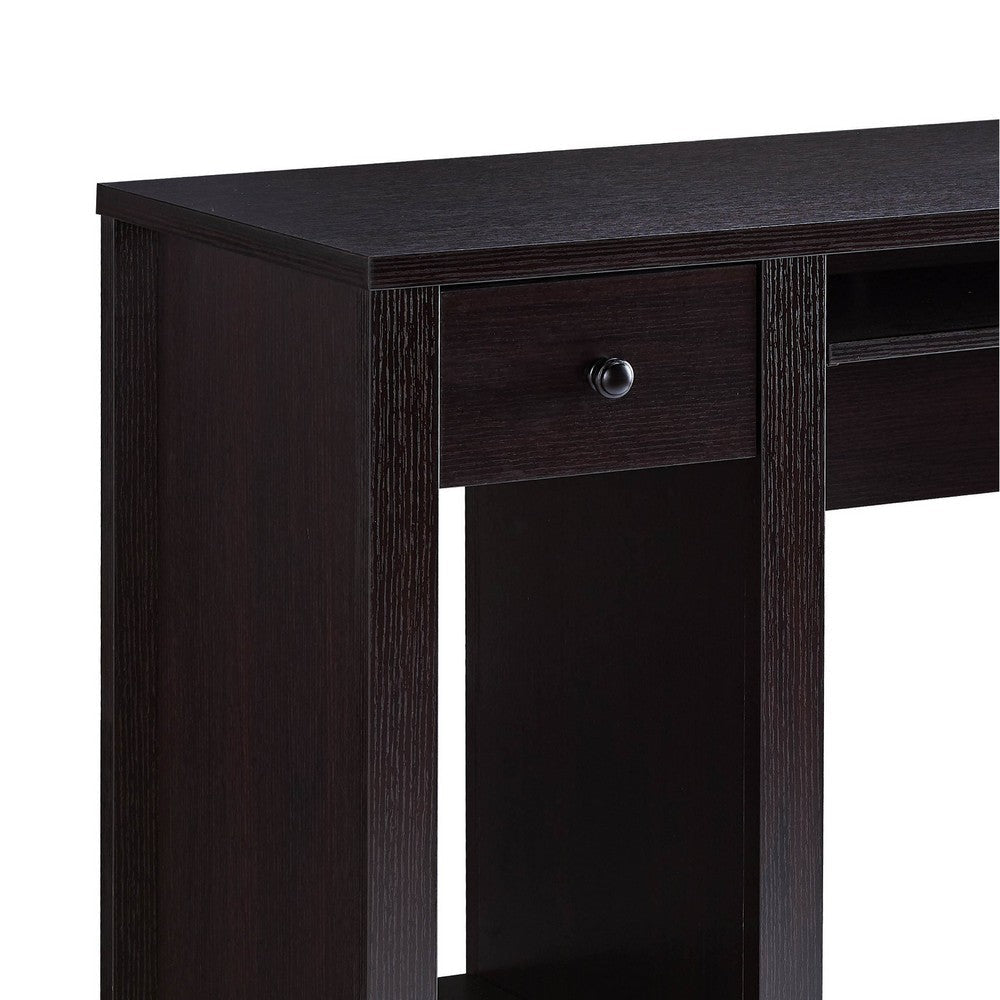 Akol Computer Desk | Keyboard Drawer and Storage | 39’’ | Black