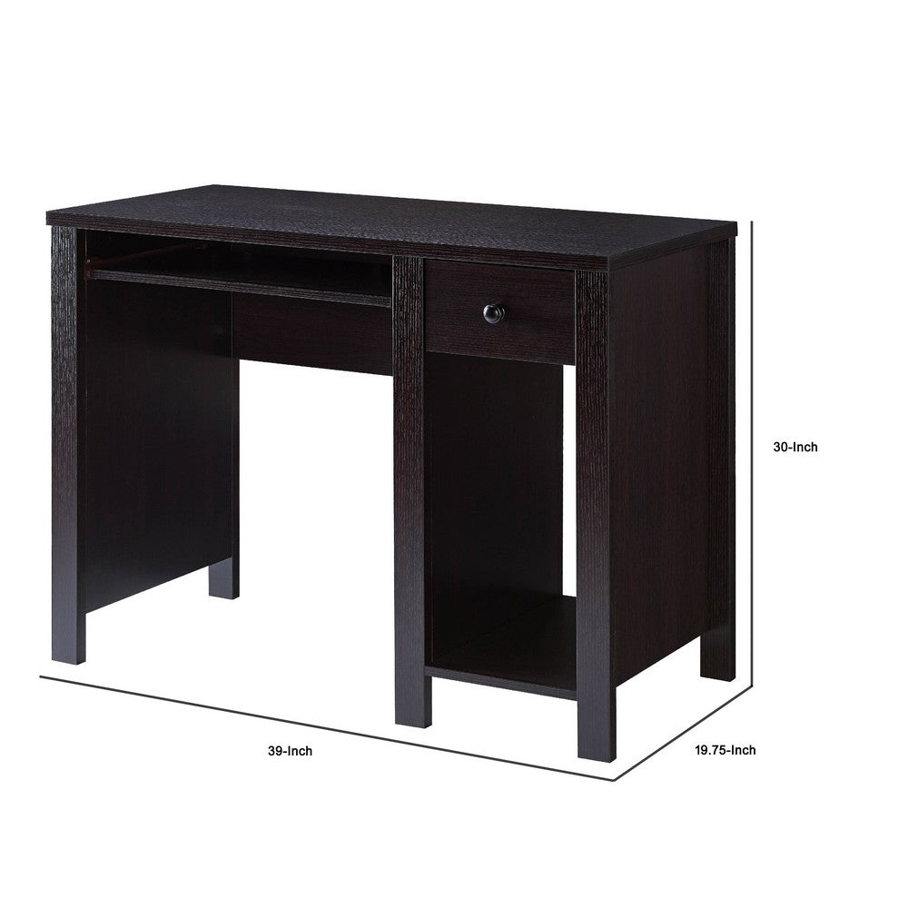 Akol Computer Desk | Keyboard Drawer and Storage | 39" | Black