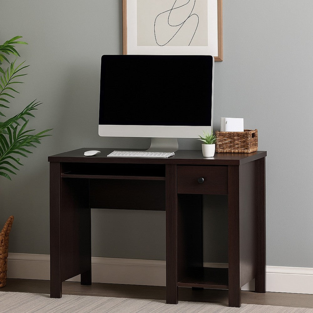 Akol Computer Desk | Keyboard Drawer and Storage | 39" | Black