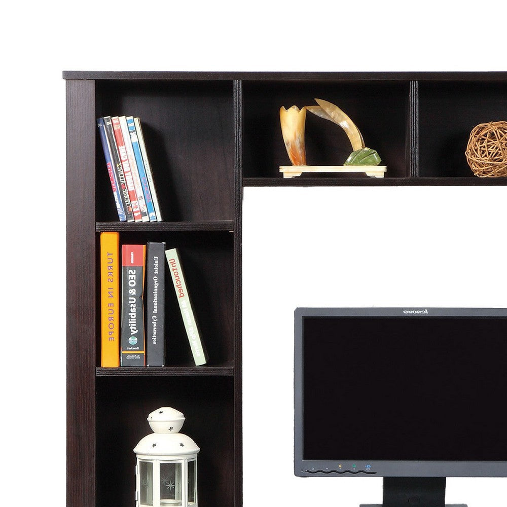 Akol Computer Desk with Hutch | Keyboard Drawer Storage | 63’’ | Black