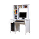 Akol Computer Desk with Hutch | Keyboard Drawer Storage | 63’’ White